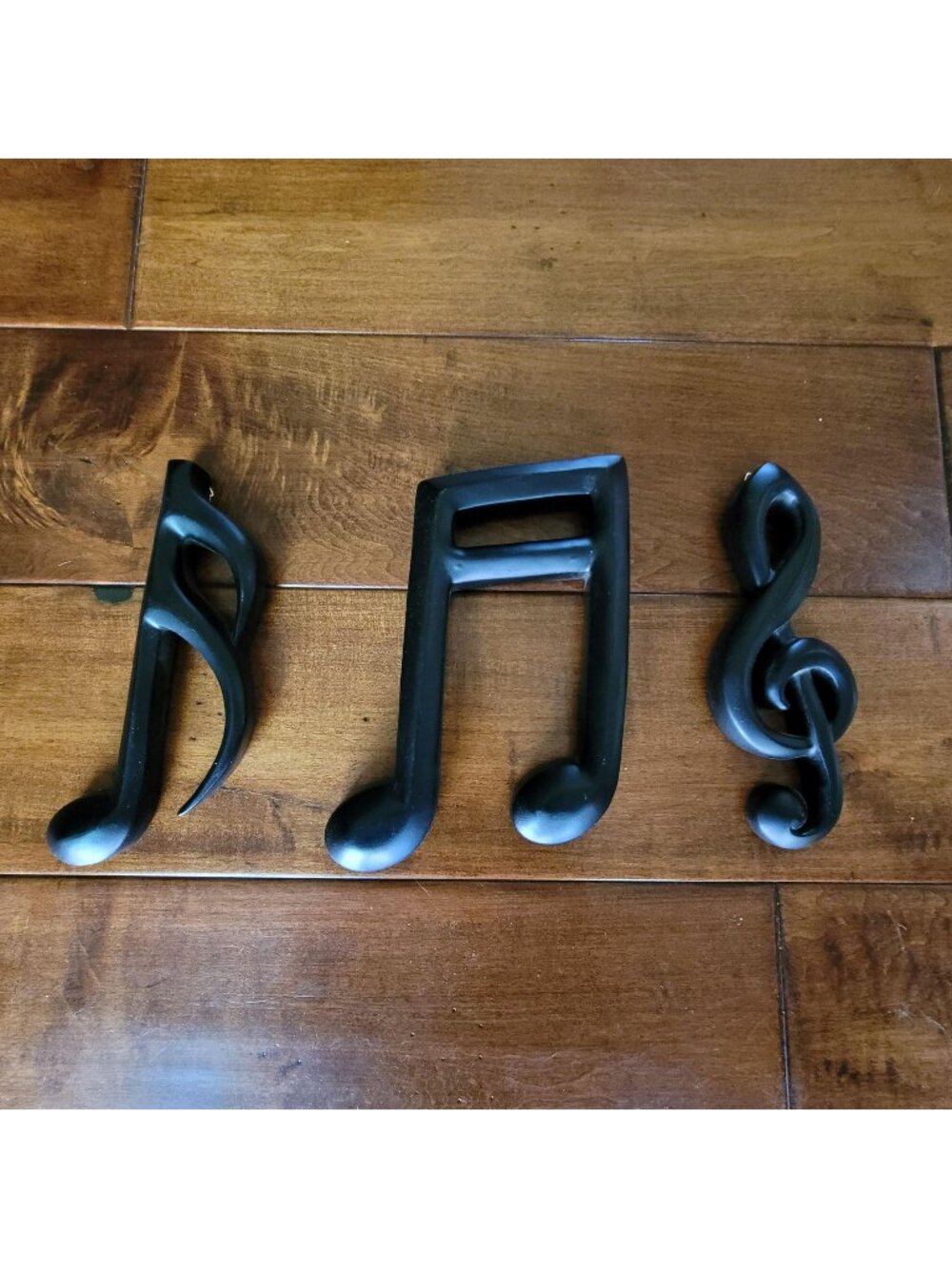 Black Matte Resin Music Note Wall Decor Set - Treble Clef, Beamed Eighth & Sixte